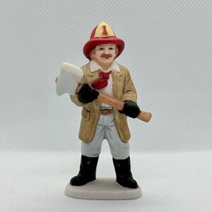 Vintage Lefton Firefighter Holiday Village Figurine with Axe